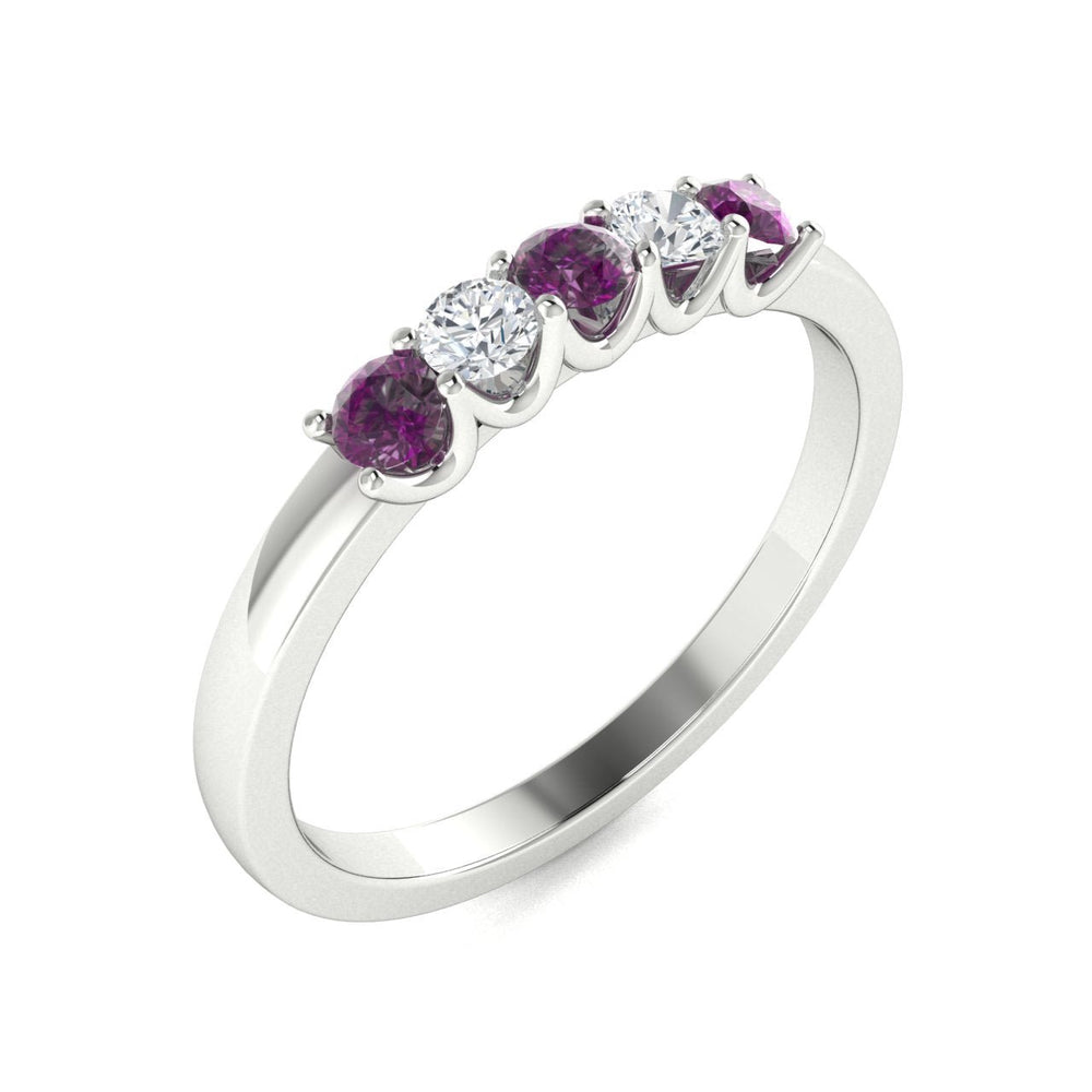 14KT Gold Round Alexandrite and Diamond Ladies Ring (Alexandrite 0.26 cts. White Diamond 0.14 cts.)