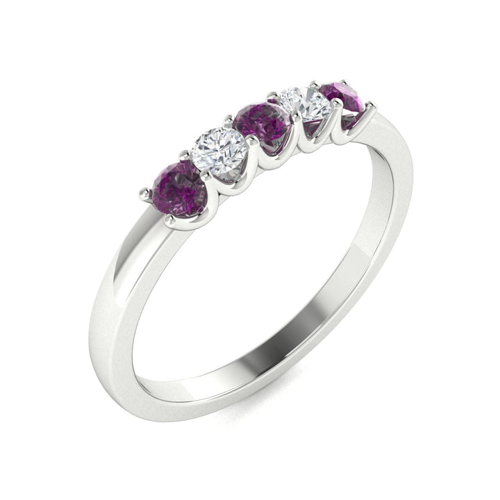 14KT Gold Round Alexandrite and Diamond Ladies Ring (Alexandrite 0.26 cts. White Diamond 0.14 cts.)