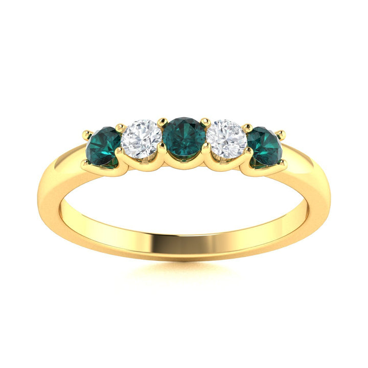 14KT Gold Round Alexandrite and Diamond Ladies Ring (Alexandrite 0.26 cts. White Diamond 0.14 cts.)
