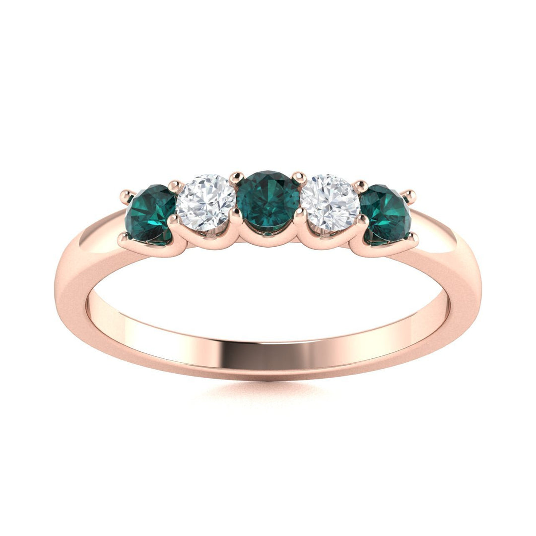 14KT Gold Round Alexandrite and Diamond Ladies Ring (Alexandrite 0.26 cts. White Diamond 0.14 cts.)