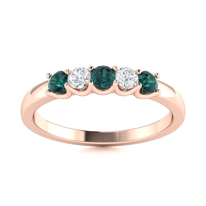 14KT Gold Round Alexandrite and Diamond Ladies Ring (Alexandrite 0.26 cts. White Diamond 0.14 cts.)