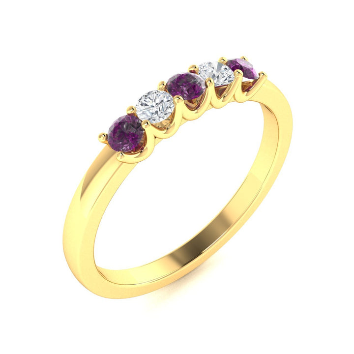 14KT Gold Round Alexandrite and Diamond Ladies Ring (Alexandrite 0.26 cts. White Diamond 0.14 cts.)