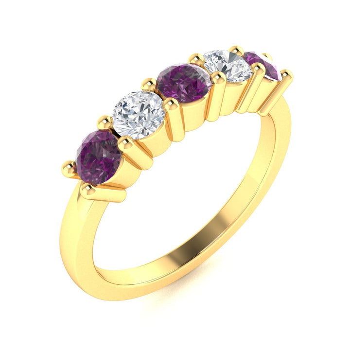 14KT Gold Round Alexandrite and Diamond Ladies Ring (Alexandrite 0.38 cts. White Diamond 0.23 cts.)