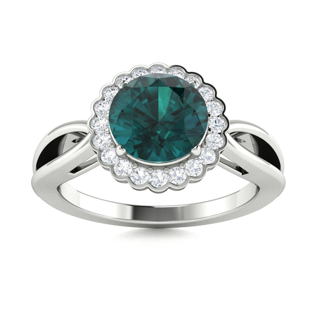 14KT Gold Round Alexandrite and Diamond Ladies Ring (Alexandrite 0.95 cts. White Diamond 0.05 cts.)