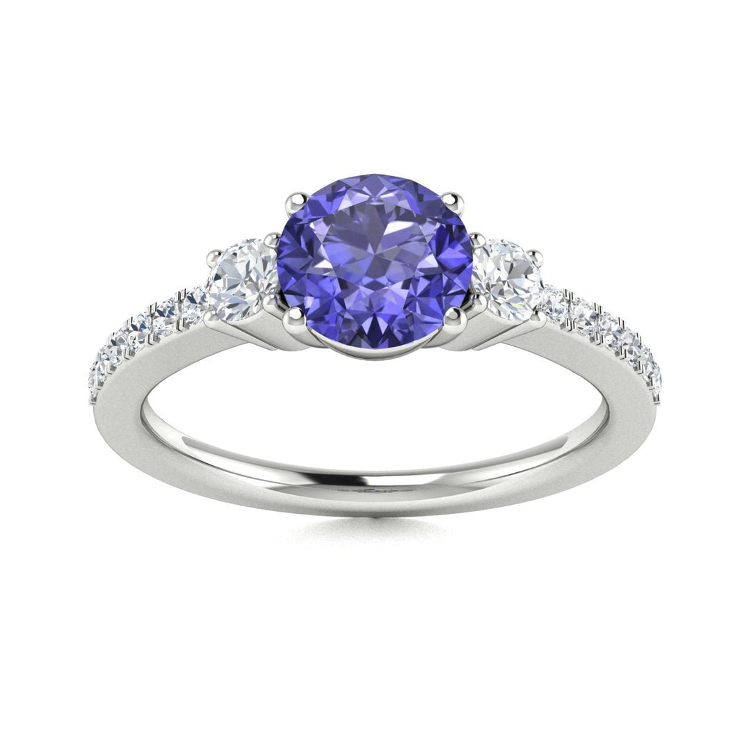14kt Gold Round brilliant AAA Tanzanite and Diamond Ladies Ring (Tanzanite 1.00 cts. Diamonds 0.30 cts.)