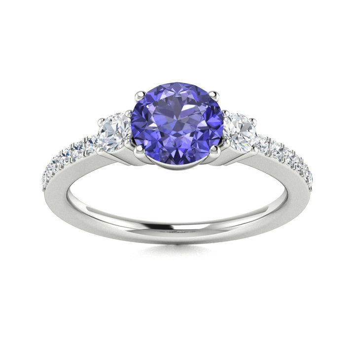 14kt Gold Round brilliant AAA Tanzanite and Diamond Ladies Ring (Tanzanite 1.00 cts. Diamonds 0.30 cts.)