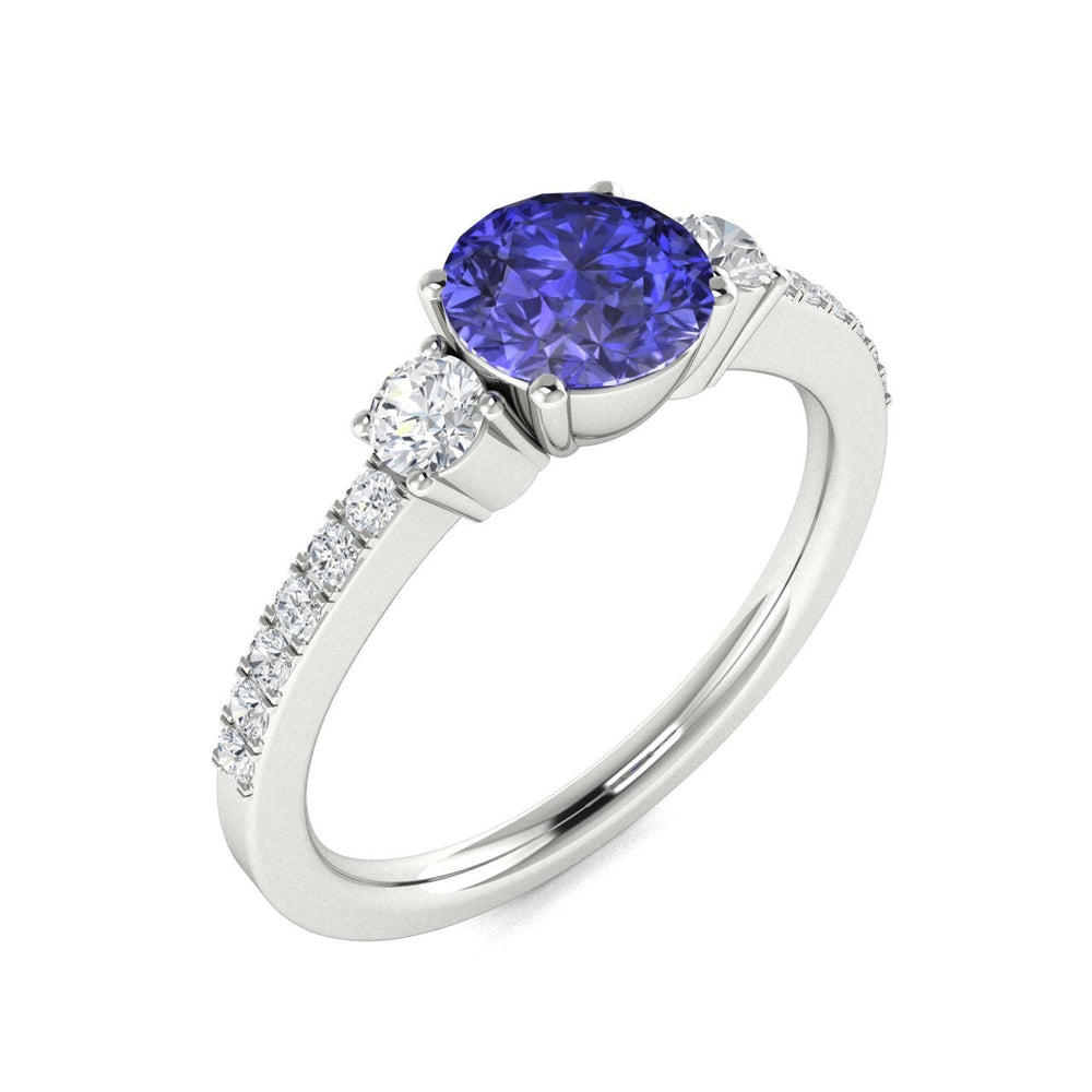 14kt Gold Round brilliant AAA Tanzanite and Diamond Ladies Ring (Tanzanite 1.00 cts. Diamonds 0.30 cts.)