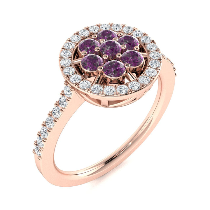 14Kt Gold Round Brilliant Cut Natural Alexandrite and Diamond Ladies Ring (Alexandrite 0.40 cts. White Diamonds 0.30 cts.)