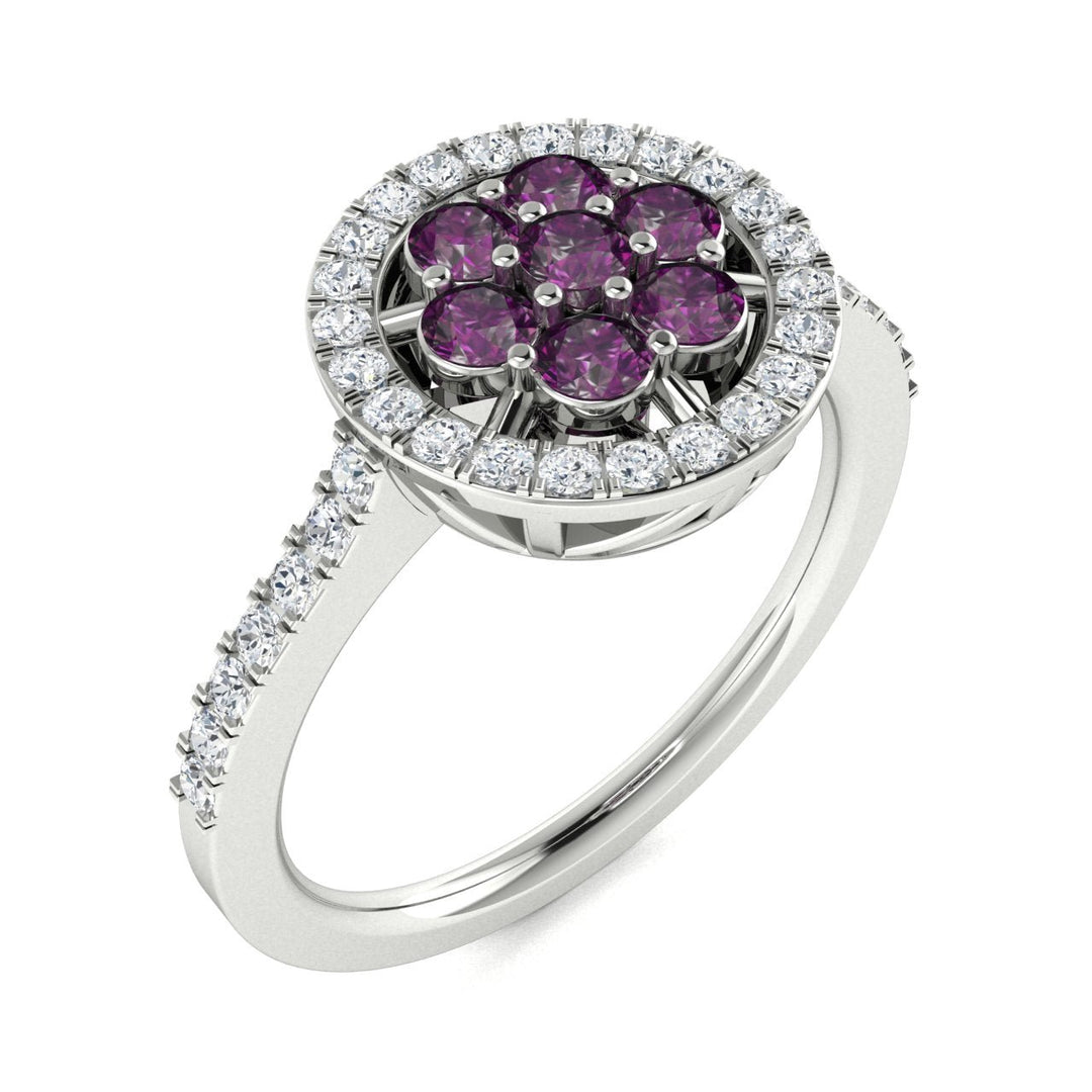 14Kt Gold Round Brilliant Cut Natural Alexandrite and Diamond Ladies Ring (Alexandrite 0.40 cts. White Diamonds 0.30 cts.)