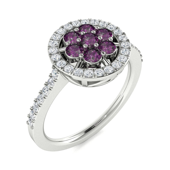 14Kt Gold Round Brilliant Cut Natural Alexandrite and Diamond Ladies Ring (Alexandrite 0.40 cts. White Diamonds 0.30 cts.)