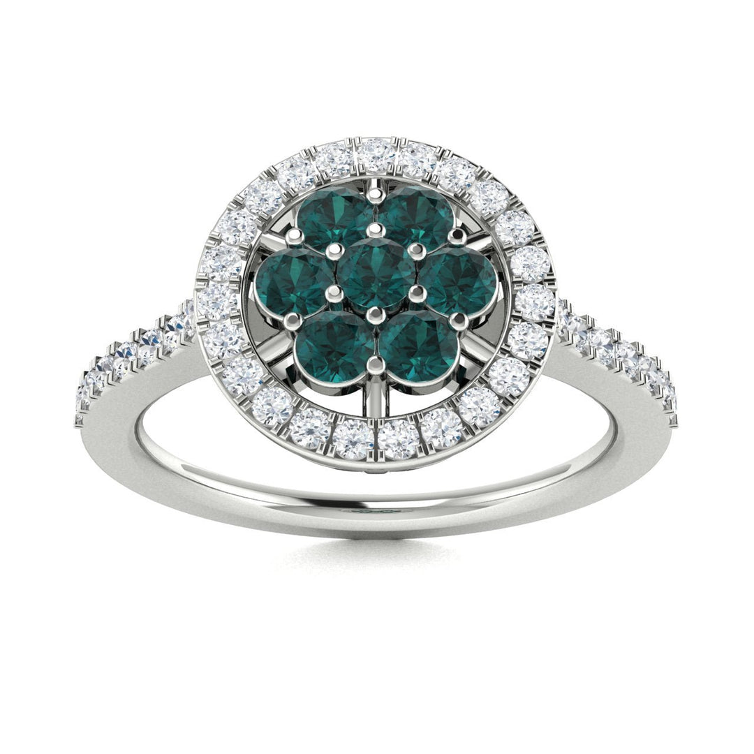 14Kt Gold Round Brilliant Cut Natural Alexandrite and Diamond Ladies Ring (Alexandrite 0.40 cts. White Diamonds 0.30 cts.)
