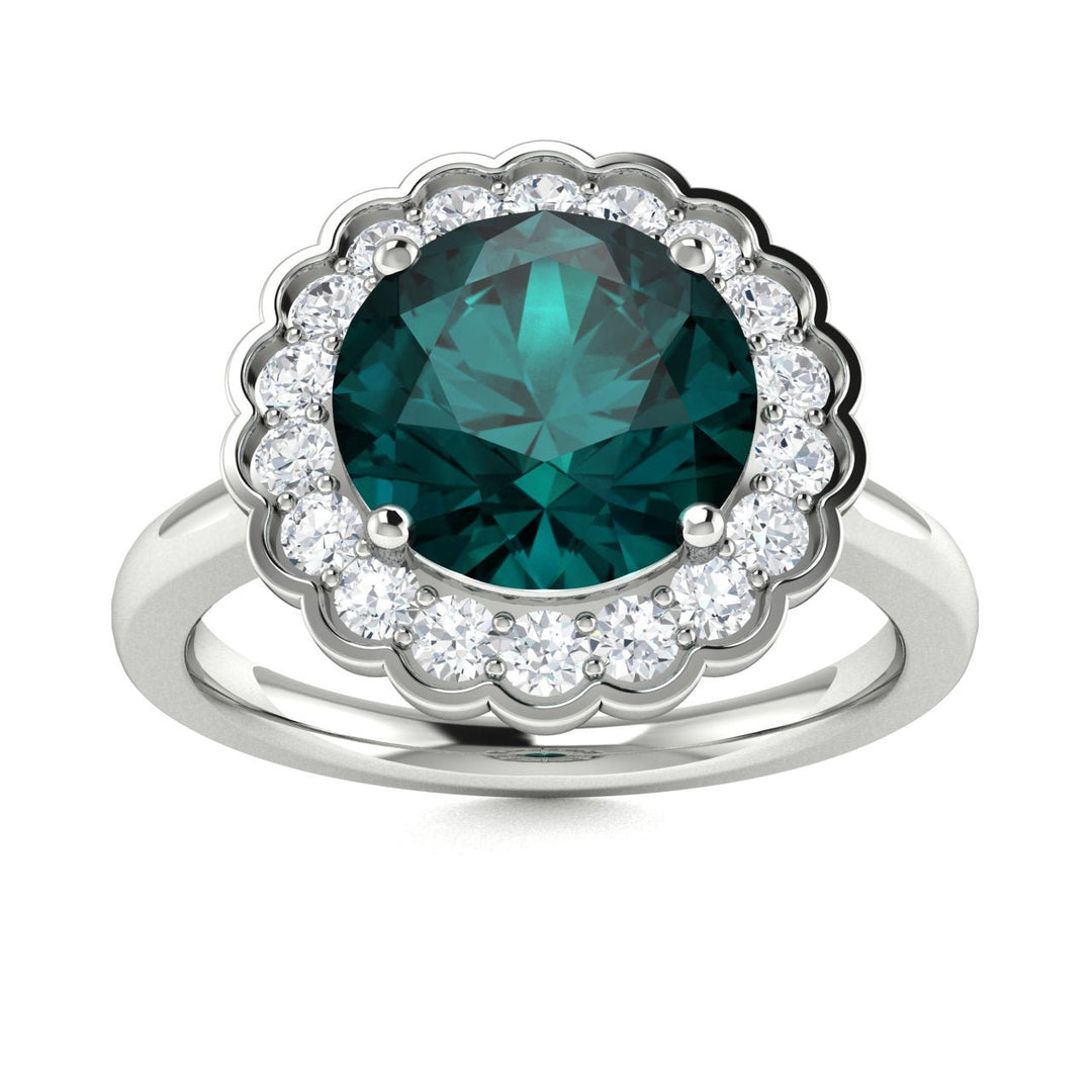 14kt Gold Round brilliant cut Natural Alexandrite and Diamond Ladies Ring (Alexandrite 1.00 cts. Diamonds 0.30 cts.)