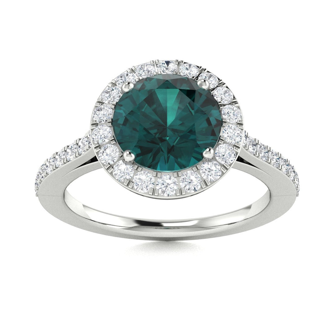14Kt Gold Round Brilliant Cut Natural Alexandrite and Diamond Ladies Ring (Alexandrite 1.50 cts. White Diamonds 0.40 cts.)