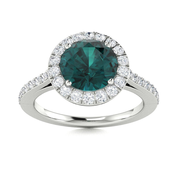 14Kt Gold Round Brilliant Cut Natural Alexandrite and Diamond Ladies Ring (Alexandrite 1.50 cts. White Diamonds 0.40 cts.)