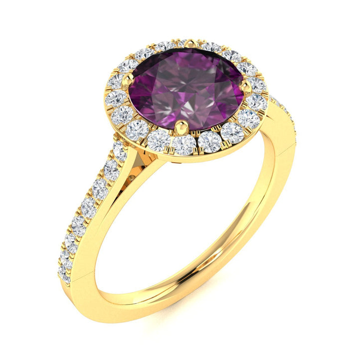 14Kt Gold Round Brilliant Cut Natural Alexandrite and Diamond Ladies Ring (Alexandrite 1.50 cts. White Diamonds 0.40 cts.)