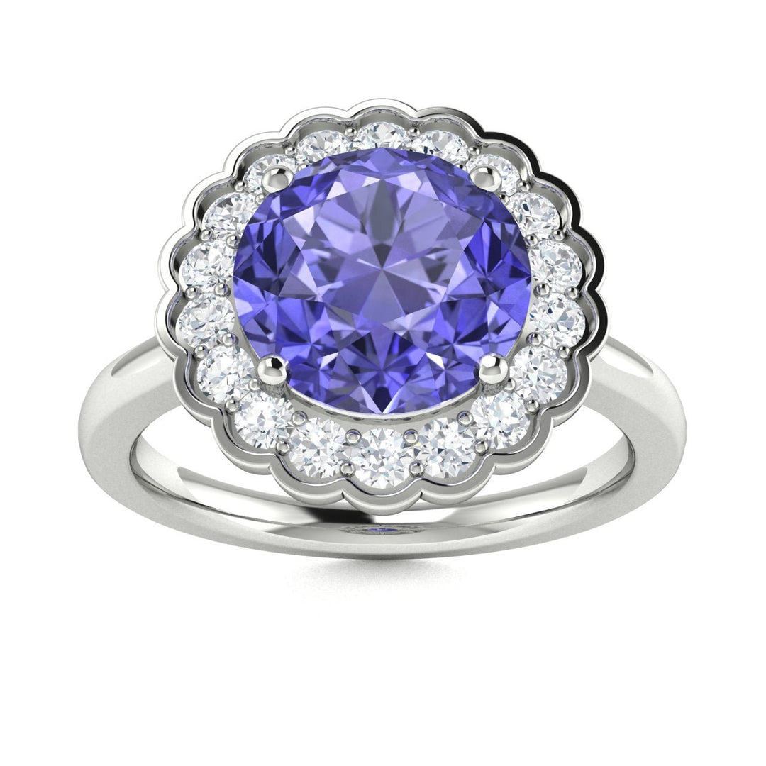 14kt Gold Round brilliant cut Tanzanite and Diamond Ladies Ring (Tanzanite 1.00 cts. Diamonds 0.30 cts.)
