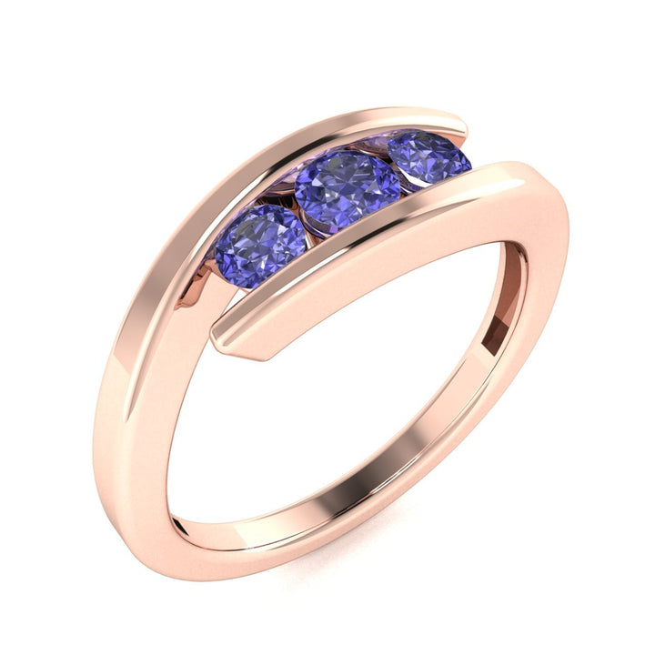 14Kt Gold Round Brilliant Cut Tanzanite Ladies Ring (Tanzanite 0.45 cts.)