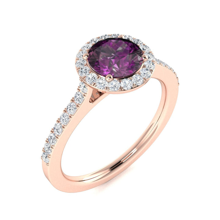 14kt Gold Round brilliant Natural Alexandrite and Diamond Ladies Ring (Alexandrite 0.75 cts. Diamonds 0.50 cts.)