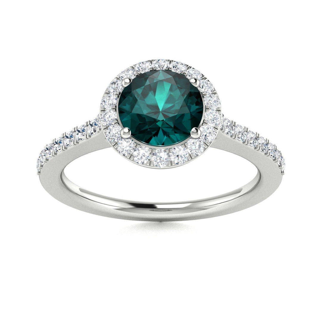 14kt Gold Round brilliant Natural Alexandrite and Diamond Ladies Ring (Alexandrite 0.75 cts. Diamonds 0.50 cts.)