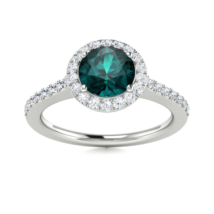 14kt Gold Round brilliant Natural Alexandrite and Diamond Ladies Ring (Alexandrite 0.75 cts. Diamonds 0.50 cts.)