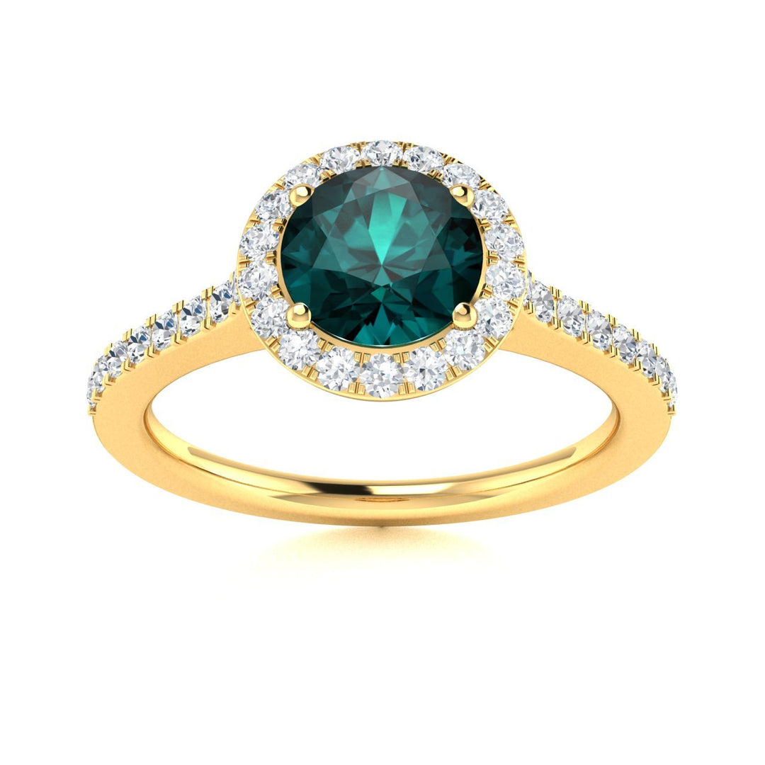 14kt Gold Round brilliant Natural Alexandrite and Diamond Ladies Ring (Alexandrite 0.75 cts. Diamonds 0.50 cts.)