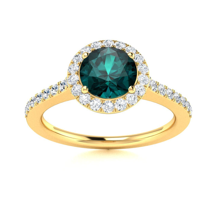 14kt Gold Round brilliant Natural Alexandrite and Diamond Ladies Ring (Alexandrite 0.75 cts. Diamonds 0.50 cts.)
