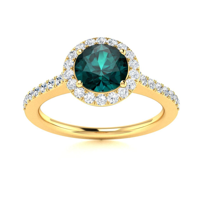 14kt Gold Round brilliant Natural Alexandrite and Diamond Ladies Ring (Alexandrite 0.75 cts. Diamonds 0.50 cts.)