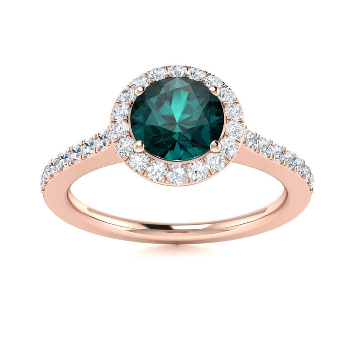 14kt Gold Round brilliant Natural Alexandrite and Diamond Ladies Ring (Alexandrite 0.75 cts. Diamonds 0.50 cts.)