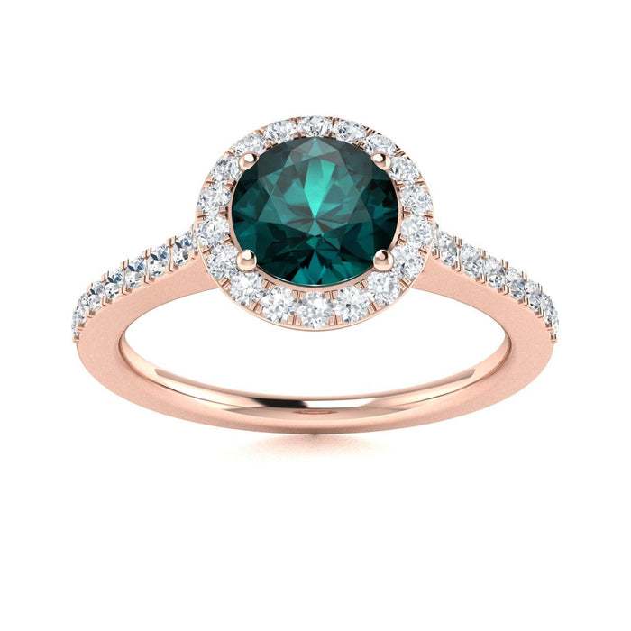 14kt Gold Round brilliant Natural Alexandrite and Diamond Ladies Ring (Alexandrite 0.75 cts. Diamonds 0.50 cts.)