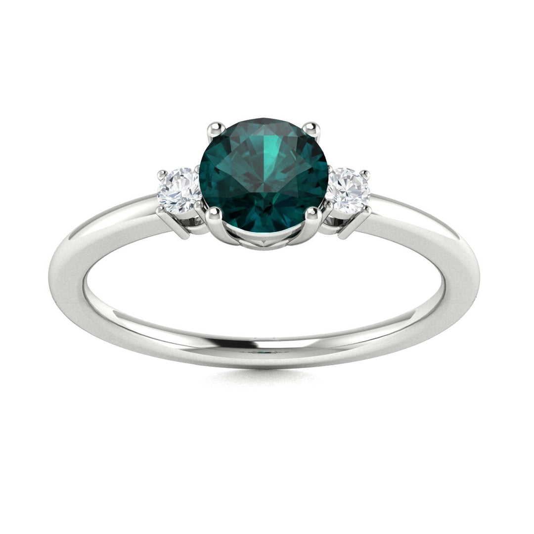 14Kt Gold Round Brilliant Natural Alexandrite and Diamond Ladies Ring (Alexandrite 0.75 cts. White Diamonds 0.20 cts.)