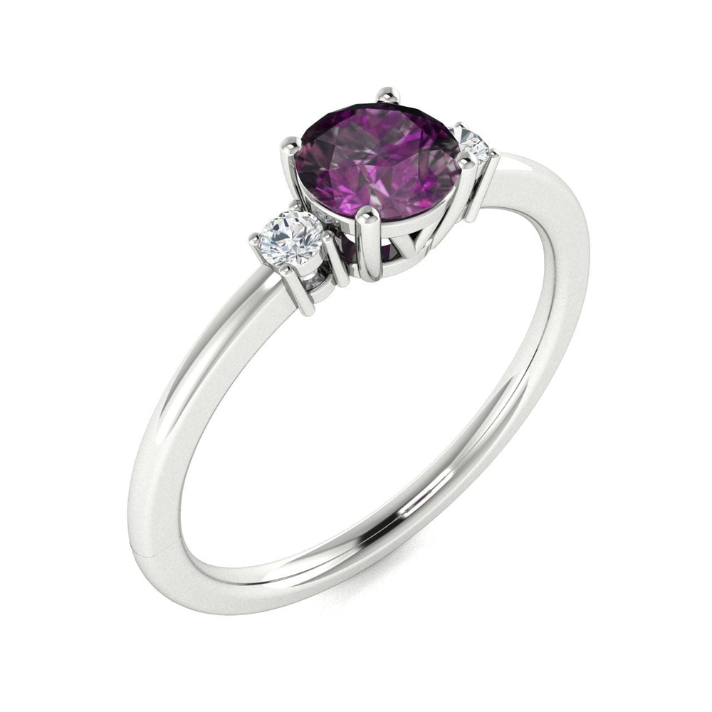 14Kt Gold Round Brilliant Natural Alexandrite and Diamond Ladies Ring (Alexandrite 0.75 cts. White Diamonds 0.20 cts.)