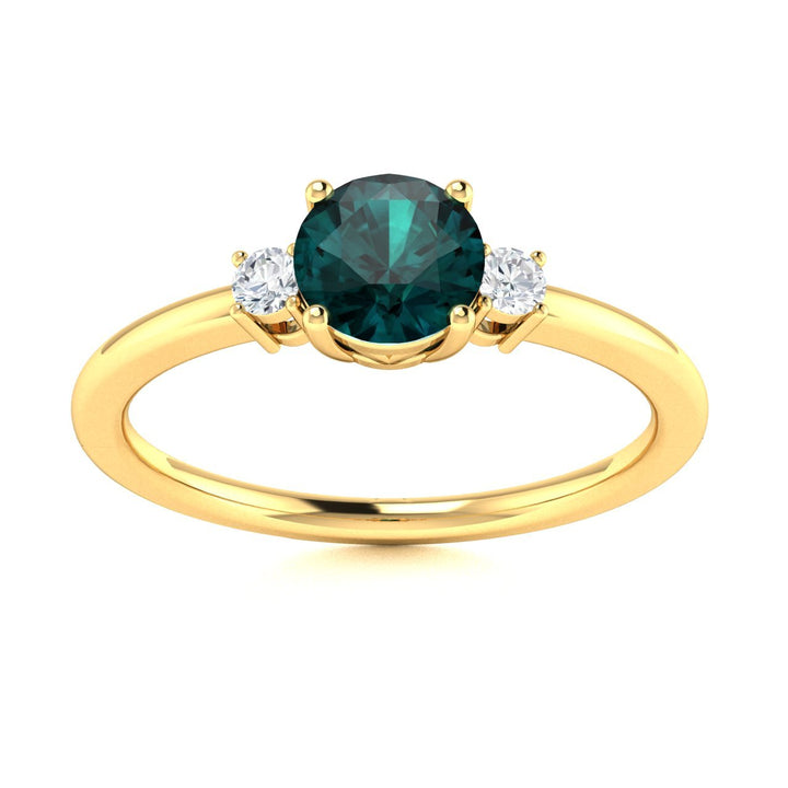 14Kt Gold Round Brilliant Natural Alexandrite and Diamond Ladies Ring (Alexandrite 0.75 cts. White Diamonds 0.20 cts.)