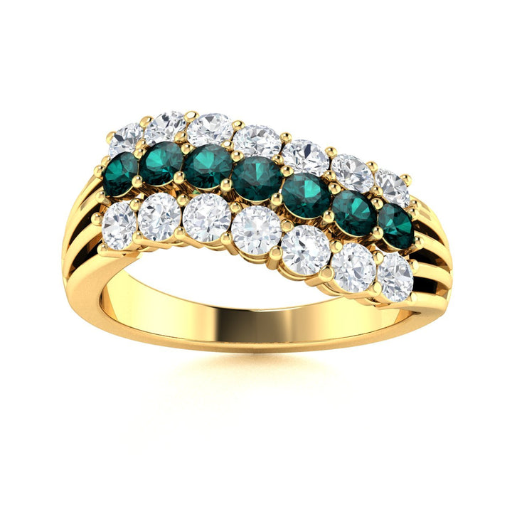 14KT Gold Round Brilliant Natural Alexandrite and Diamond Ladies Ring (Alexandrite 0.85 cts. White Diamonds 0.35 cts.)