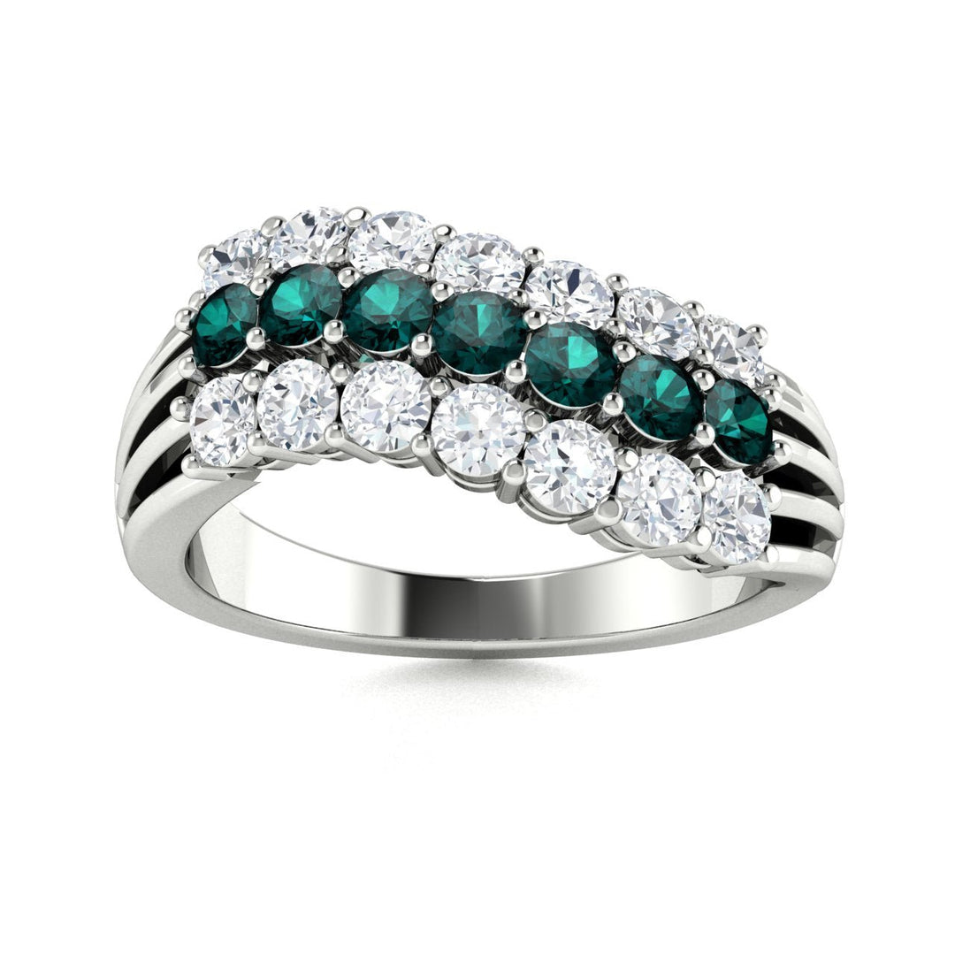 14KT Gold Round Brilliant Natural Alexandrite and Diamond Ladies Ring (Alexandrite 0.85 cts. White Diamonds 0.35 cts.)