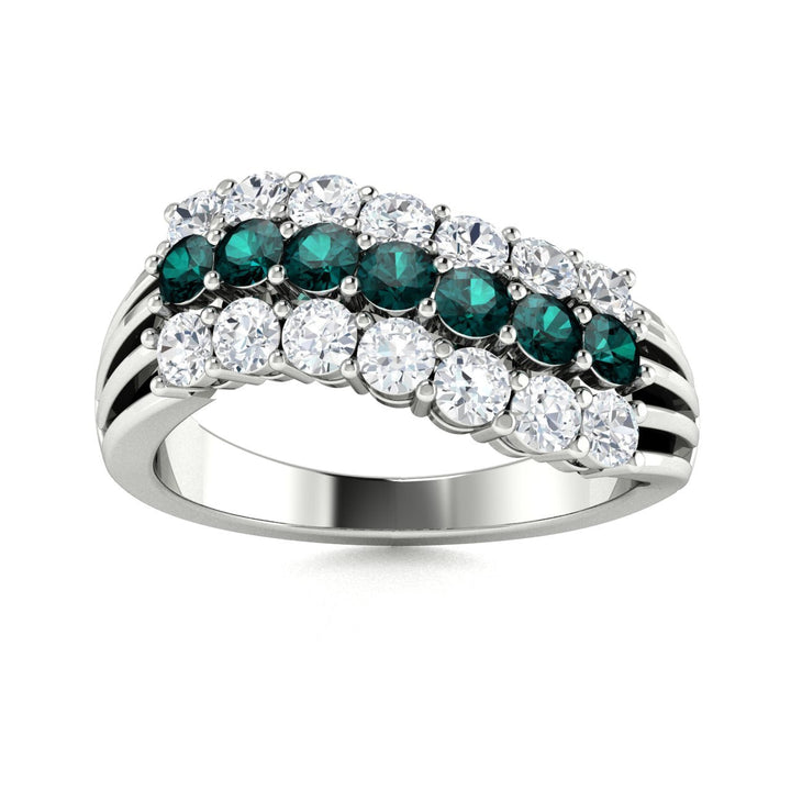 14KT Gold Round Brilliant Natural Alexandrite and Diamond Ladies Ring (Alexandrite 0.85 cts. White Diamonds 0.35 cts.)