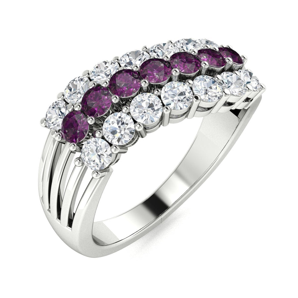 14KT Gold Round Brilliant Natural Alexandrite and Diamond Ladies Ring (Alexandrite 0.85 cts. White Diamonds 0.35 cts.)