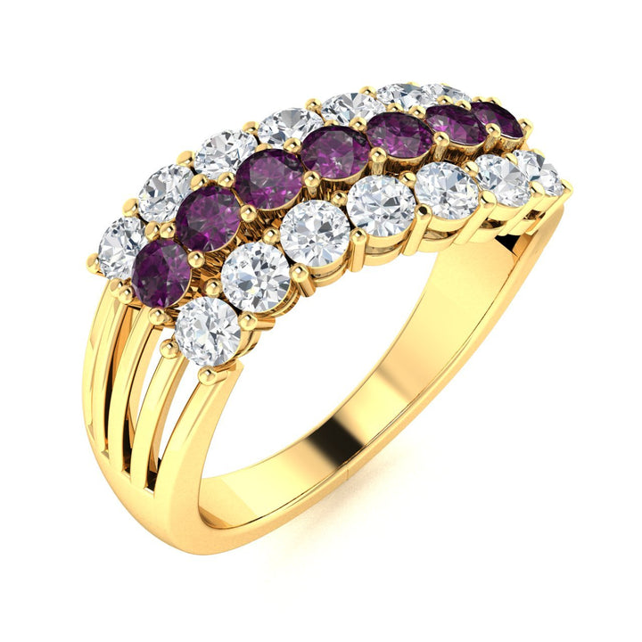 14KT Gold Round Brilliant Natural Alexandrite and Diamond Ladies Ring (Alexandrite 0.85 cts. White Diamonds 0.35 cts.)