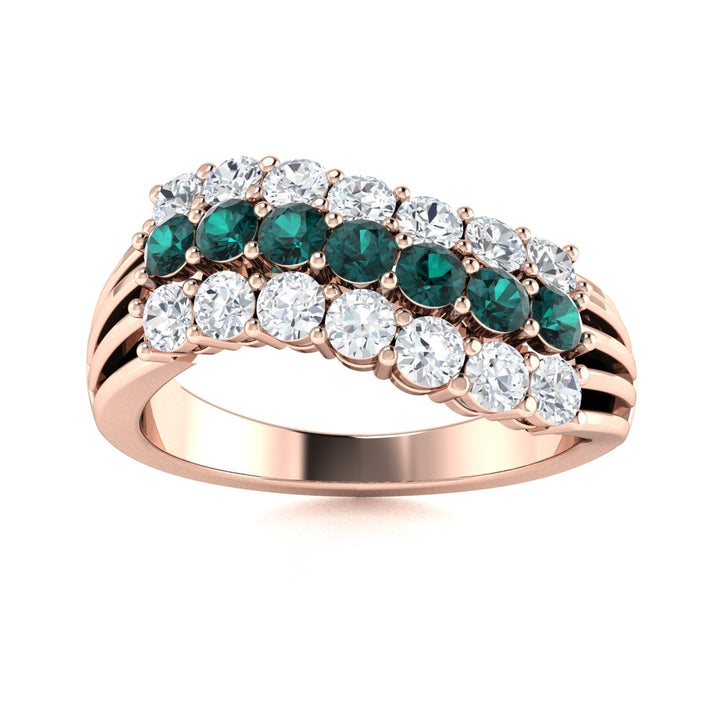 14KT Gold Round Brilliant Natural Alexandrite and Diamond Ladies Ring (Alexandrite 0.85 cts. White Diamonds 0.35 cts.)