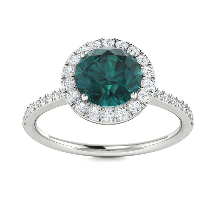 14KT Gold Round Brilliant Natural Alexandrite and Diamond Ladies Ring (Alexandrite 0.90 cts. White Diamond 0.20 cts.)