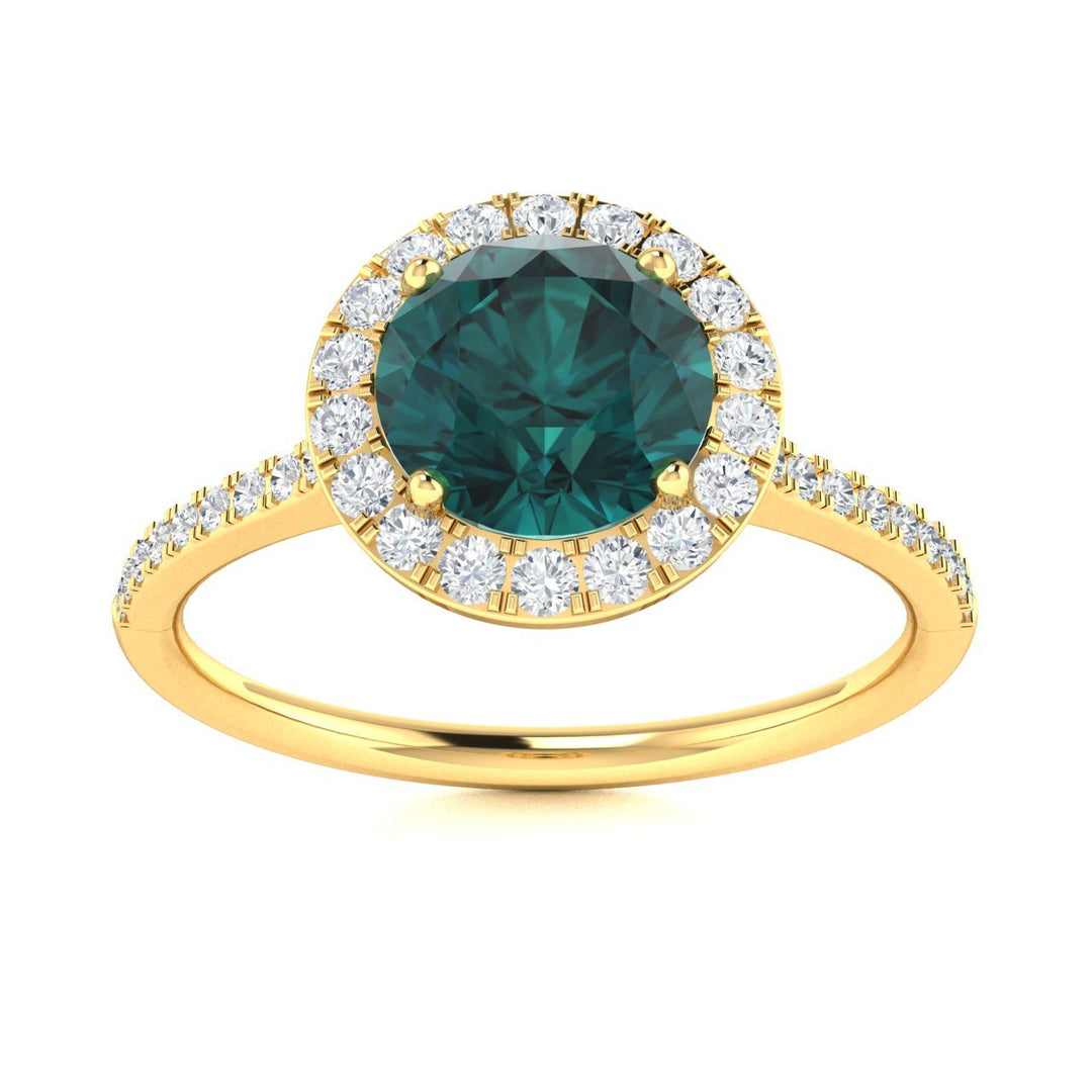 14KT Gold Round Brilliant Natural Alexandrite and Diamond Ladies Ring (Alexandrite 1.08 cts. White Diamond 0.20 cts.)