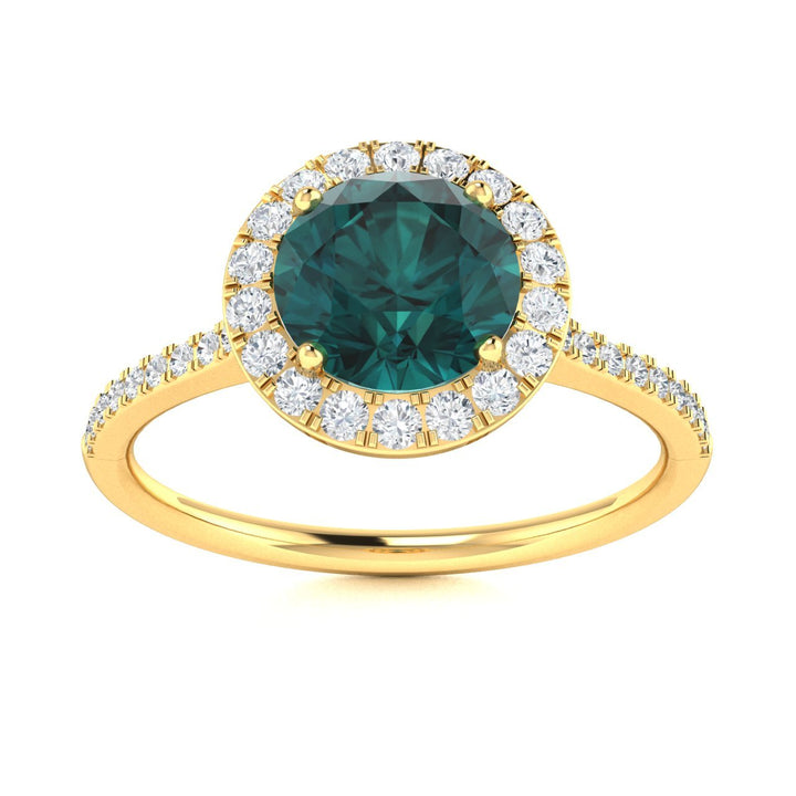 14KT Gold Round Brilliant Natural Alexandrite and Diamond Ladies Ring (Alexandrite 1.08 cts. White Diamond 0.20 cts.)