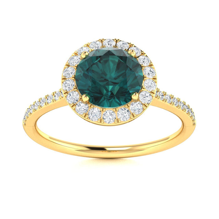 14KT Gold Round Brilliant Natural Alexandrite and Diamond Ladies Ring (Alexandrite 1.08 cts. White Diamond 0.20 cts.)