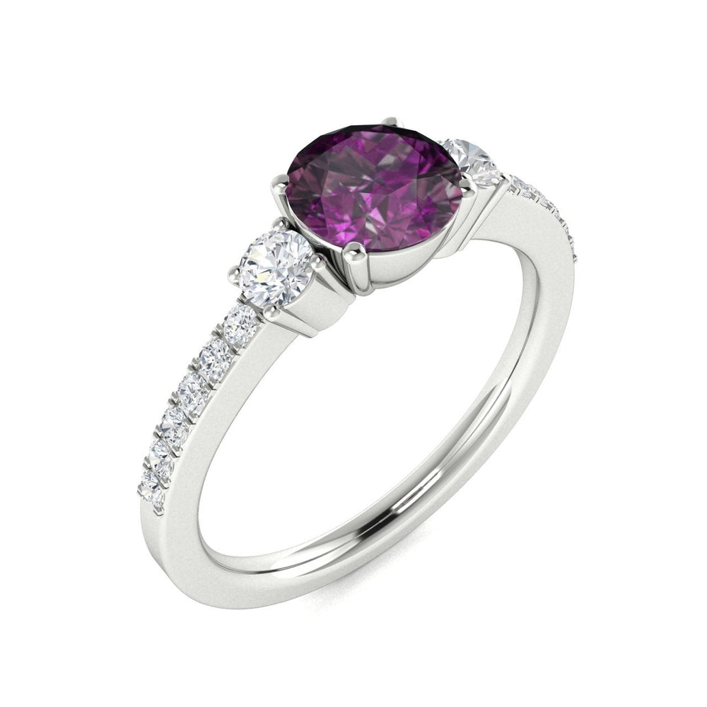 14kt Gold Round brilliant Natural Color Changing Alexandrite and Diamond Ladies Ring