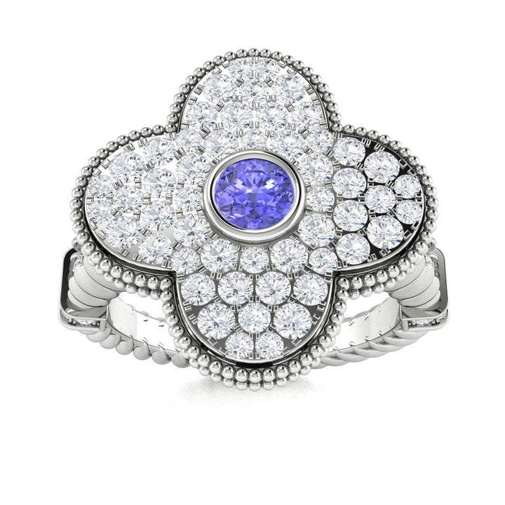 14KT Gold Round Brilliant Tanzanite and Diamond Ladies Ring (Tanzanite 0.20 cts. White Diamonds 0.90 cts.)