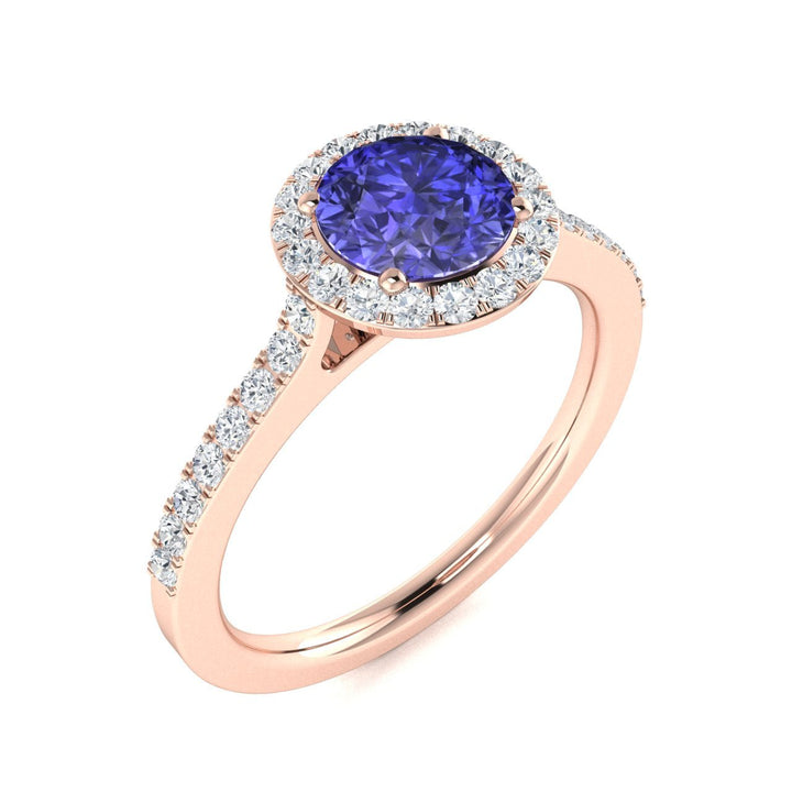 14kt Gold Round brilliant Tanzanite and Diamond Ladies Ring (Tanzanite 0.75 cts. Diamonds 0.50 cts.)