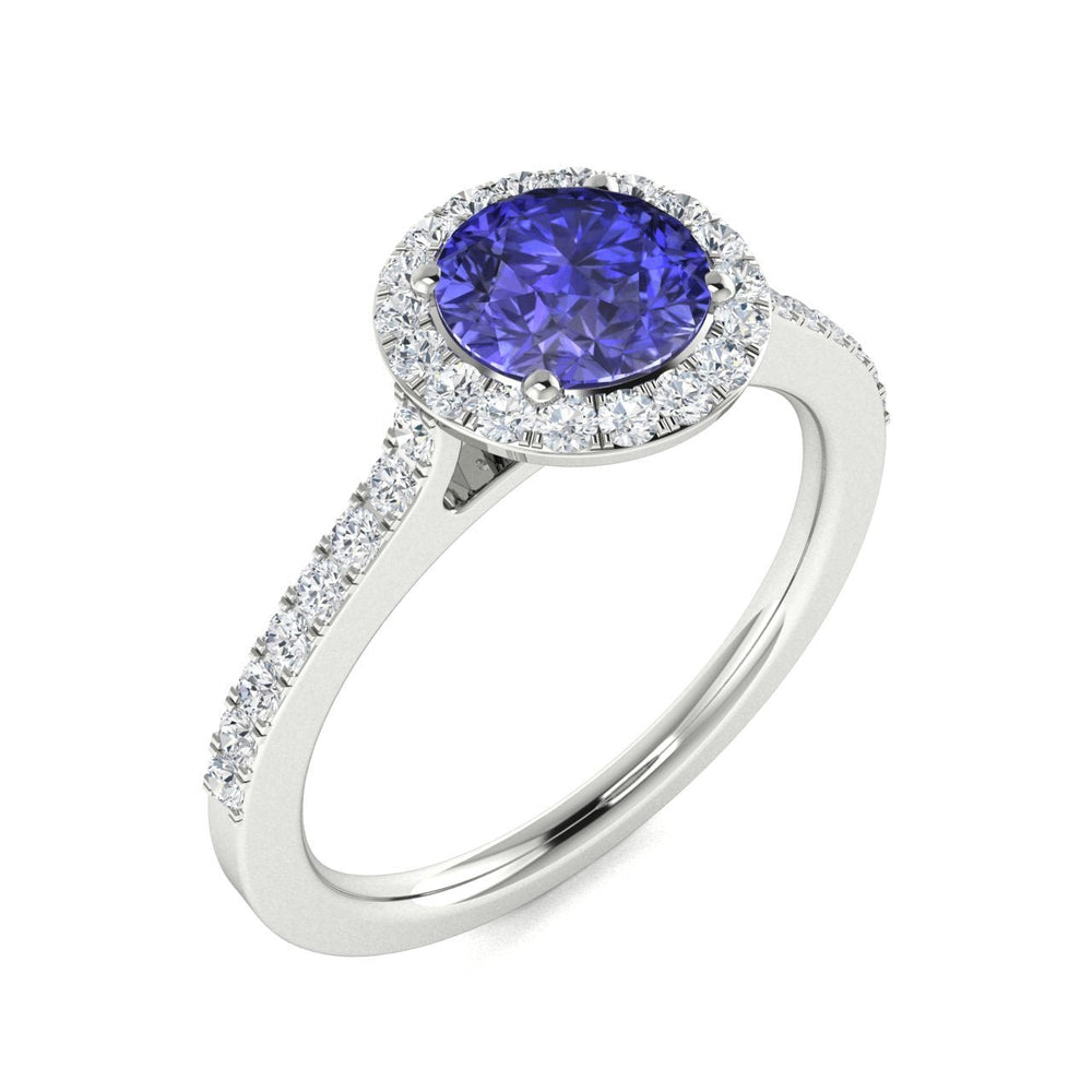 14kt Gold Round brilliant Tanzanite and Diamond Ladies Ring (Tanzanite 0.75 cts. Diamonds 0.50 cts.)