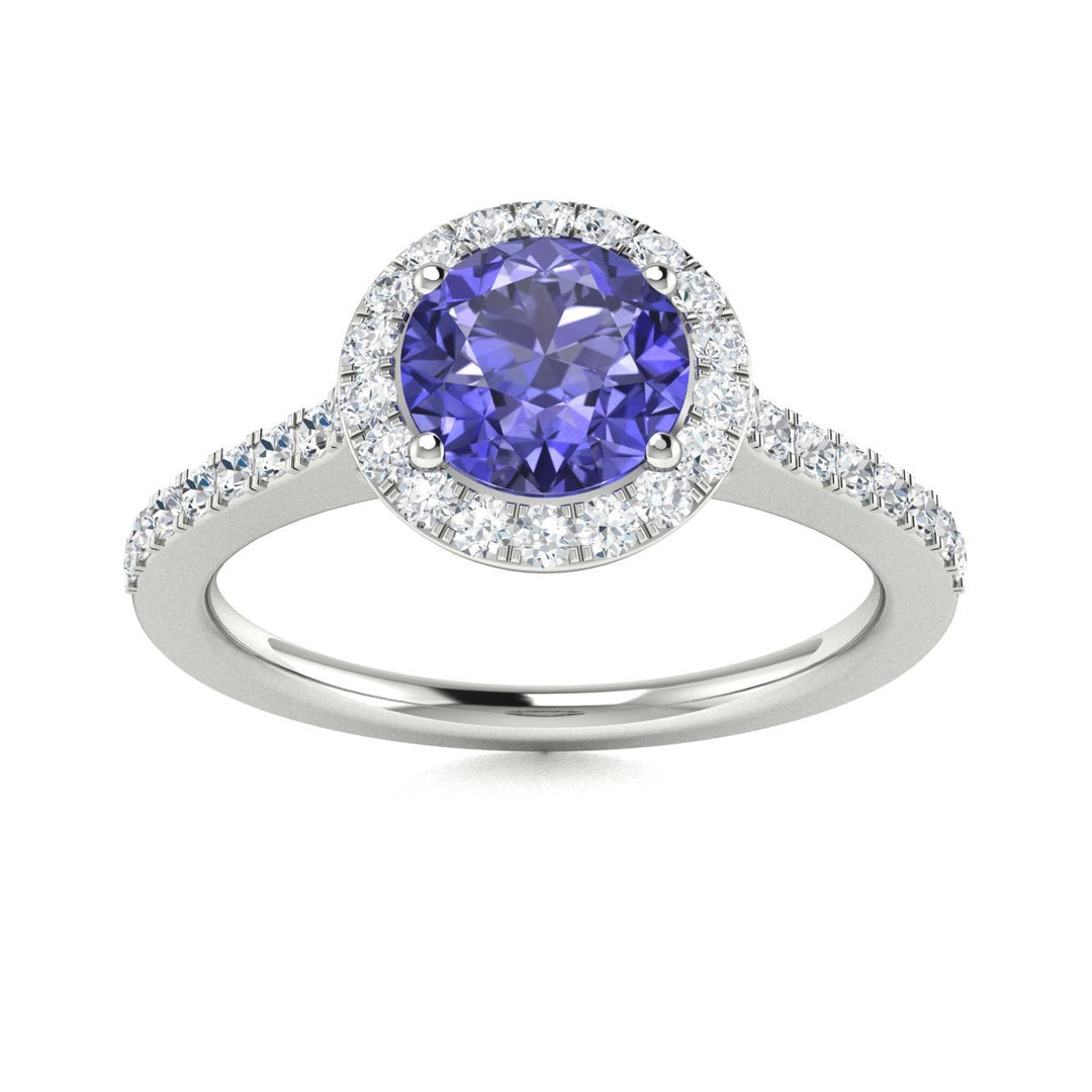 14kt Gold Round brilliant Tanzanite and Diamond Ladies Ring (Tanzanite 0.75 cts. Diamonds 0.50 cts.)