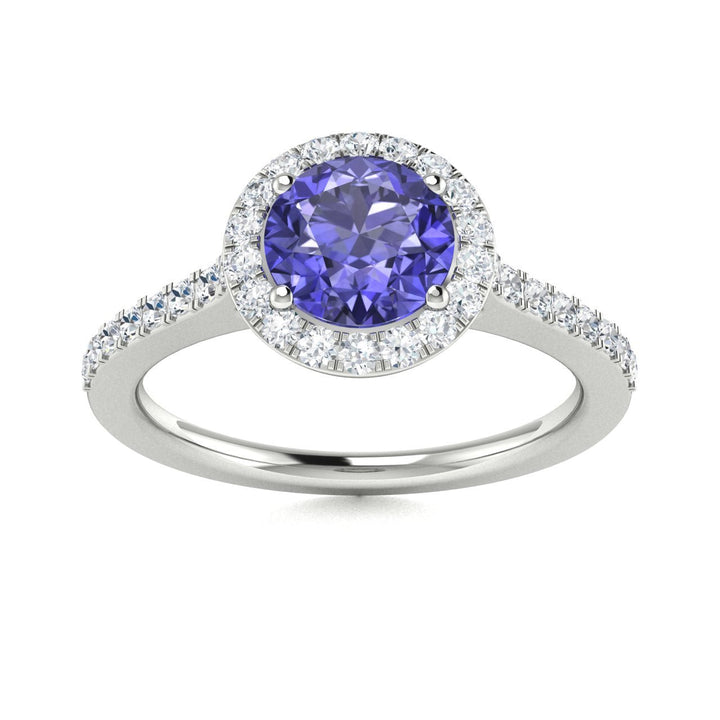 14kt Gold Round brilliant Tanzanite and Diamond Ladies Ring (Tanzanite 0.75 cts. Diamonds 0.50 cts.)