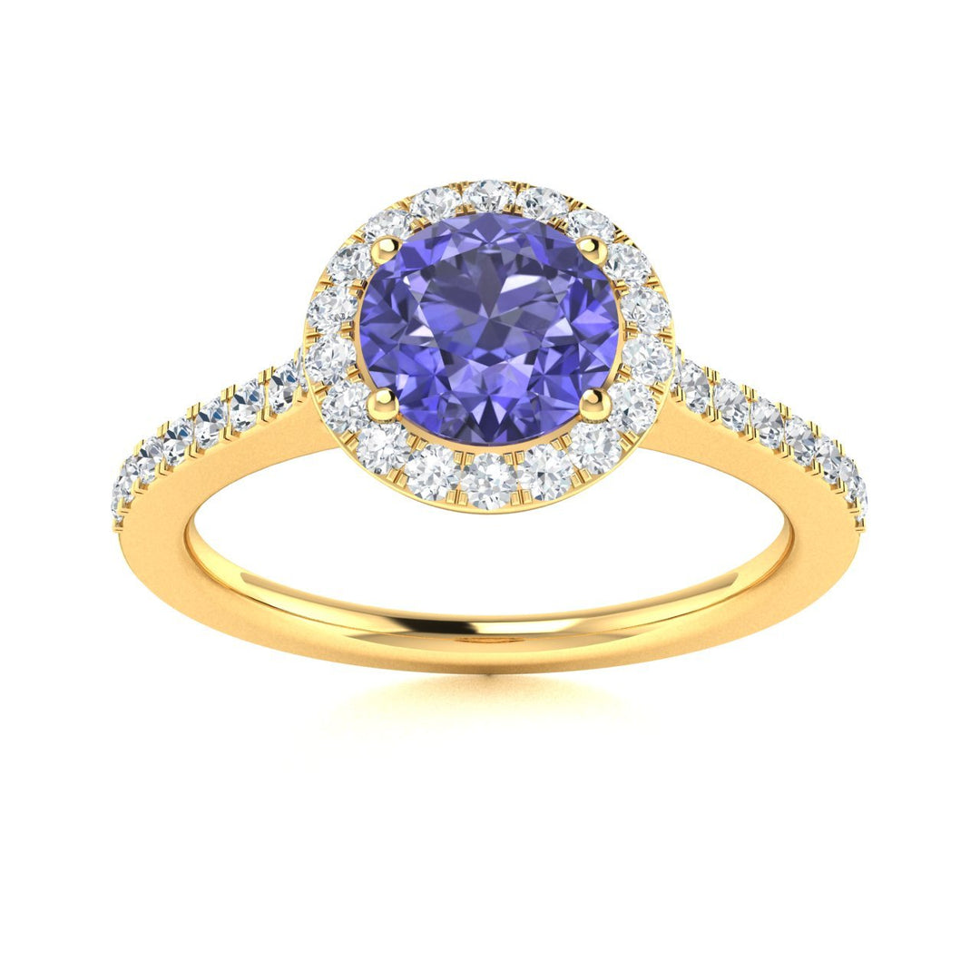 14kt Gold Round brilliant Tanzanite and Diamond Ladies Ring (Tanzanite 0.75 cts. Diamonds 0.50 cts.)
