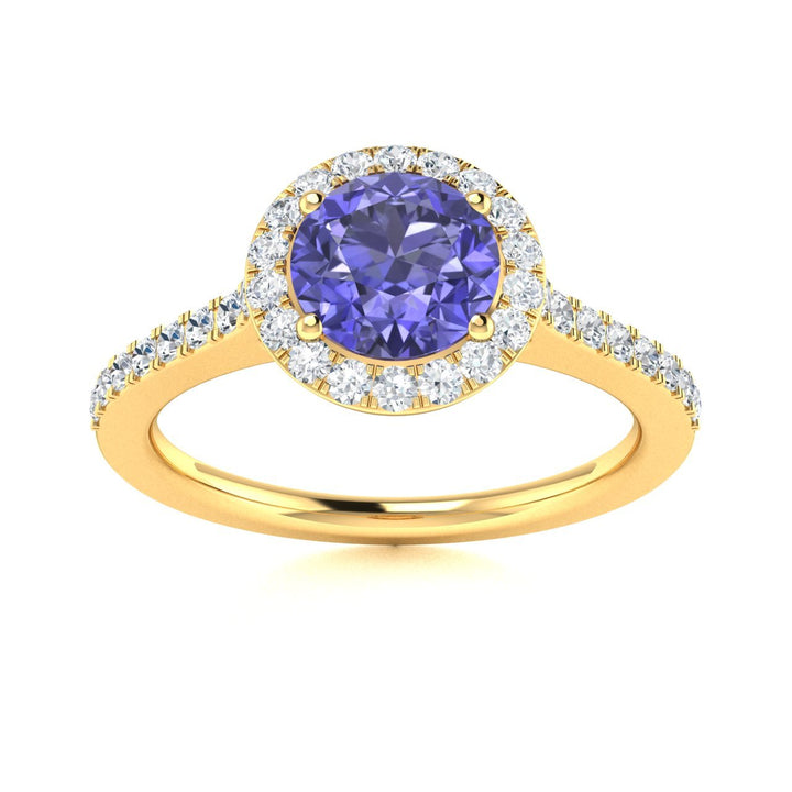 14kt Gold Round brilliant Tanzanite and Diamond Ladies Ring (Tanzanite 0.75 cts. Diamonds 0.50 cts.)